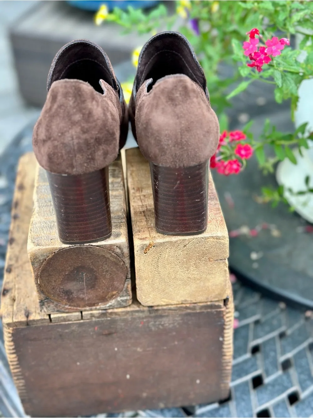 Born Brown Suede Heeled Loafers Penny Loafer Pumps 7M Comfort Shoes